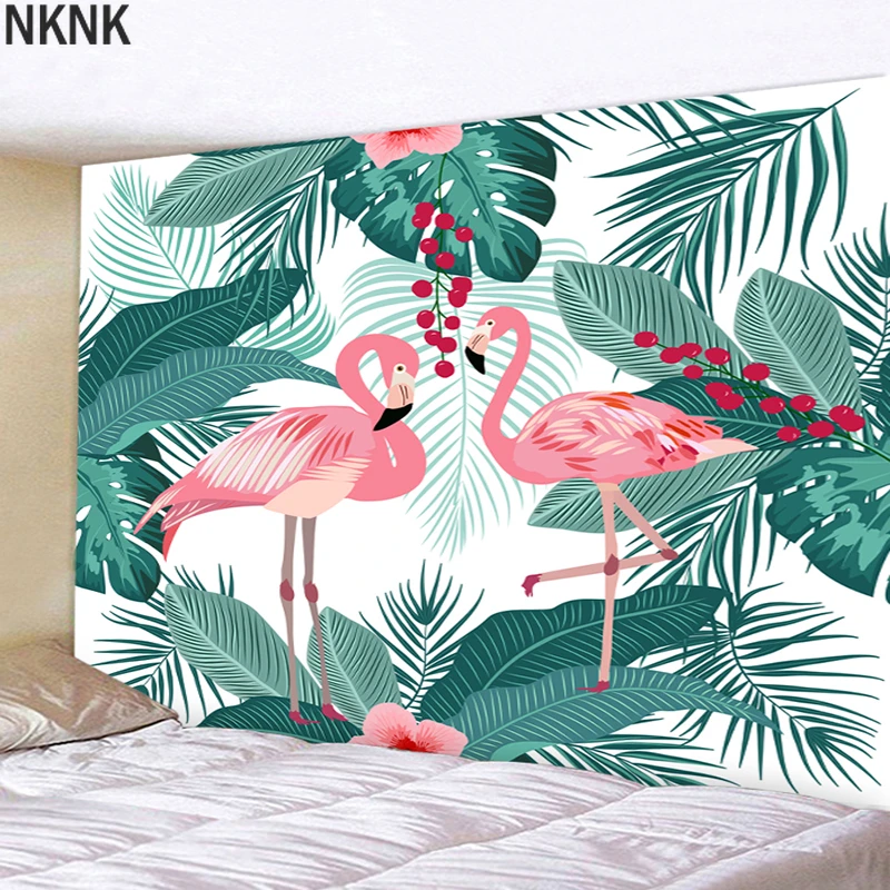 

Flamingo Art Tapestry Ins Tapestry Tropical Plant Decoration Cloth Hanging Tapiz 95*73cm/150*130cm/200*150cm