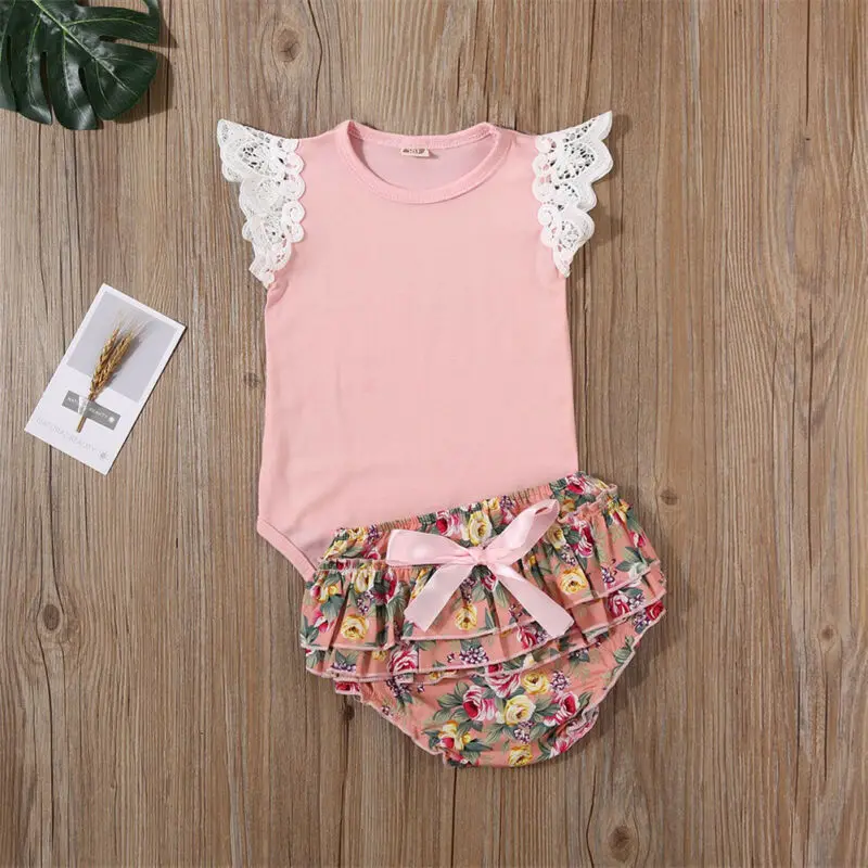 Летнее боди с оборками для новорожденных девочек Цветочная кружевная одежда AA
