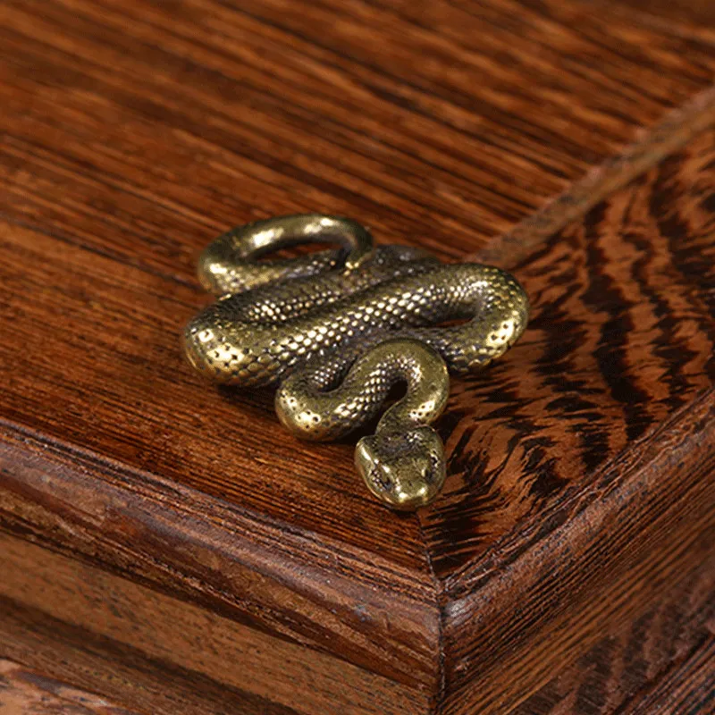 Винтажная медная змея статуэтки брелки металлическая латунь животное Кобра