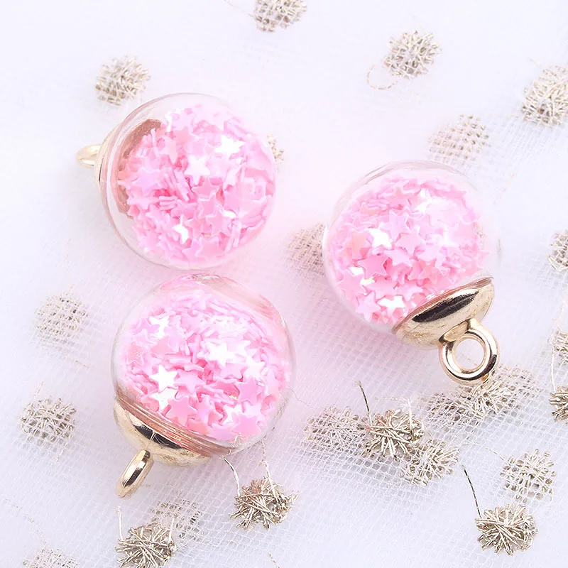 

10pcs Korea Cute Colorful Star Transparent Ball Pendant Charms DIY Earrings Keychain Jewelry Making Findings C381