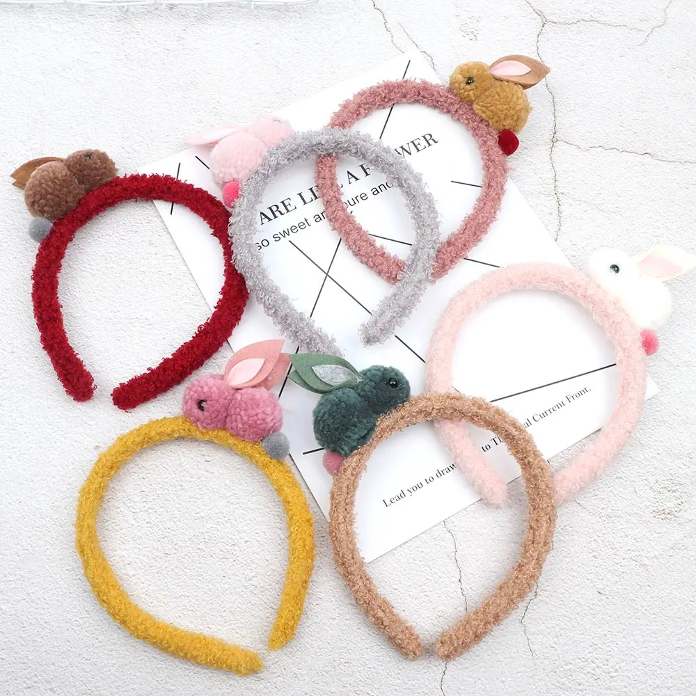 Милый 3D плюшевый кролик мультфильм повязка для волос маленьких девочек Kwaii