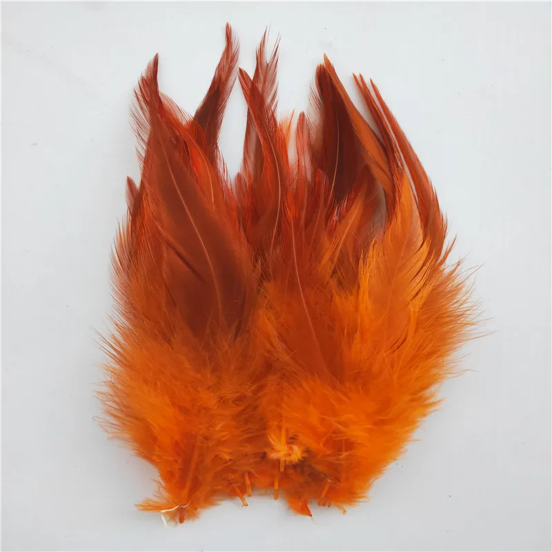 Orange 50 шт./партия, куриные перья 4-6 дюймов, 10-15 см, петушиные перья для рукоделия, шлейф для украшения ювелирных изделий - Цвет: Orange