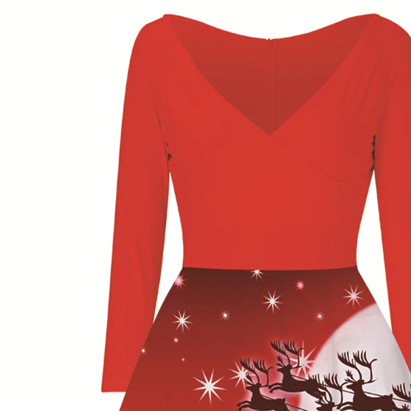V-Neck Big Swing Vintage Christmas Dress Women Summer New Elegant Party Dresses Casual Short Sleeve Floral Plus Size N29 | Женская