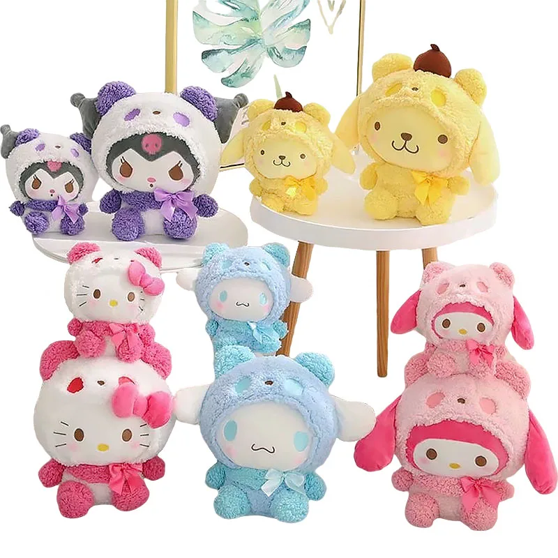 

Kawali Sanrio Pendant Panda Hellokitty Keyring Kuromi Melody Cinnamorol Anime Soft Stuffed Plush Keychian Beauty Fluffy Doll Toy