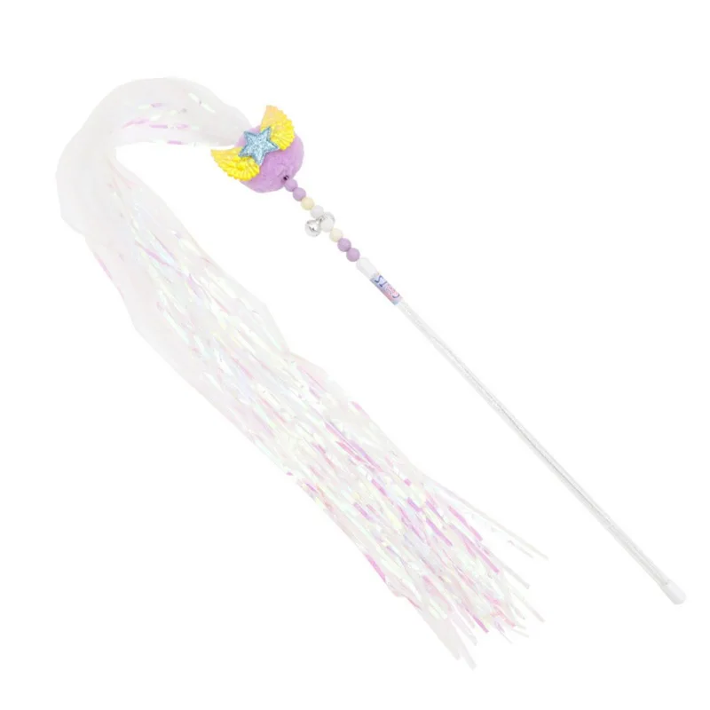 

Funny Cat Teaser Stick Pet Wand Sticks Cats Colorful Interactive Toys New Bell Tassel Rod Cut Kitty Toy With Angel Wings Cat Sup