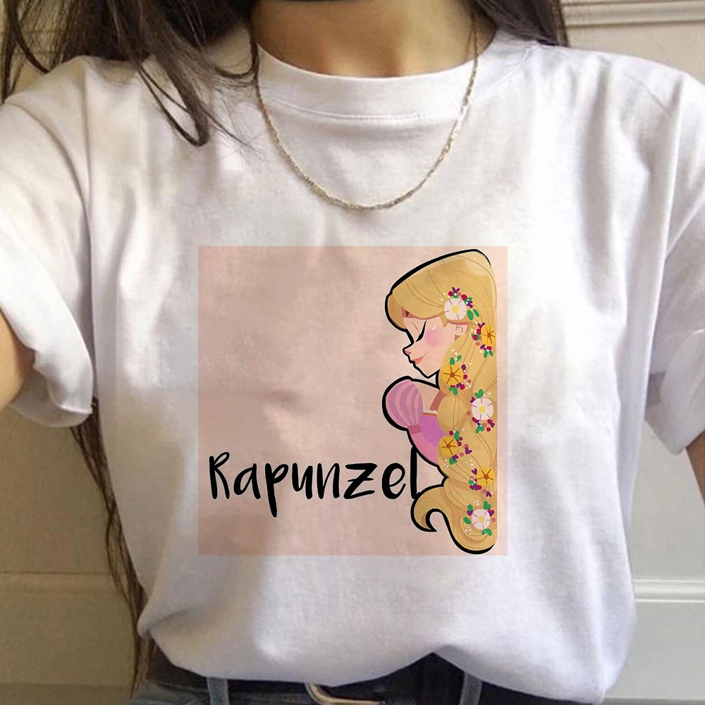 

Funny Graffiti Disney Women Tshirt Cartoon Sweet Princes Female Teeshirt White Round Neck Short Sleeves Summer Top Girl Favorite