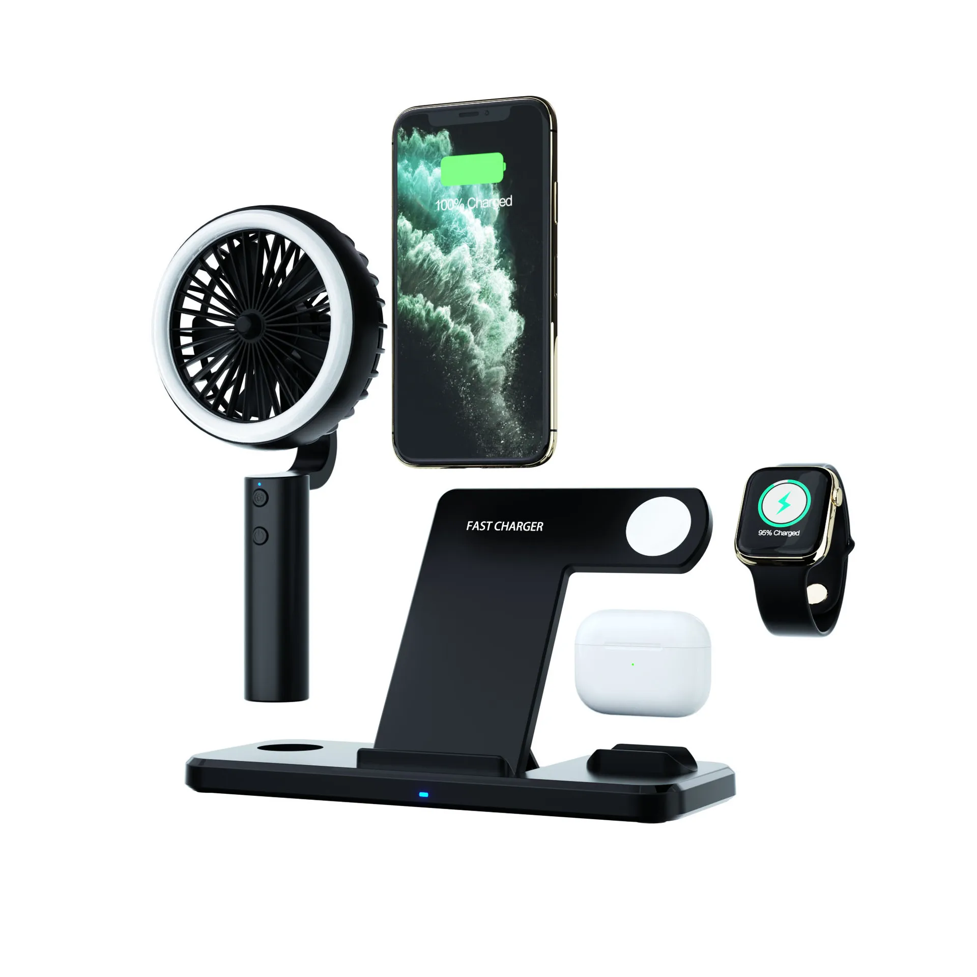 

Multifunctional wireless charger fan night light mobile phone wireless charger multifunctional wireless charging stand
