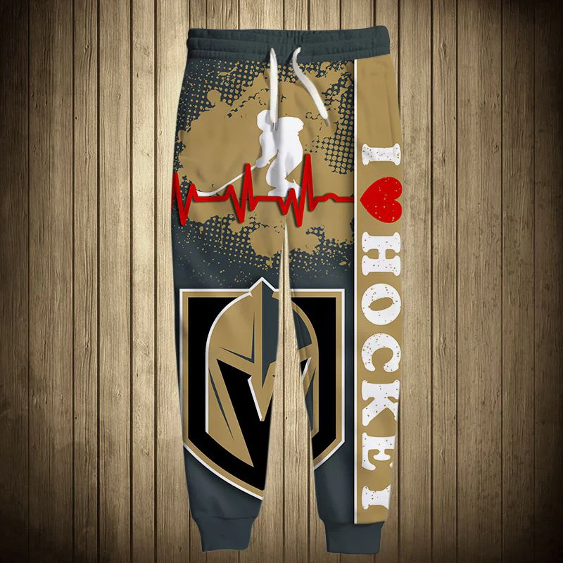 

Vegas men's casual pants Red curve love khaki helmet print Golden Knights Sweatpants