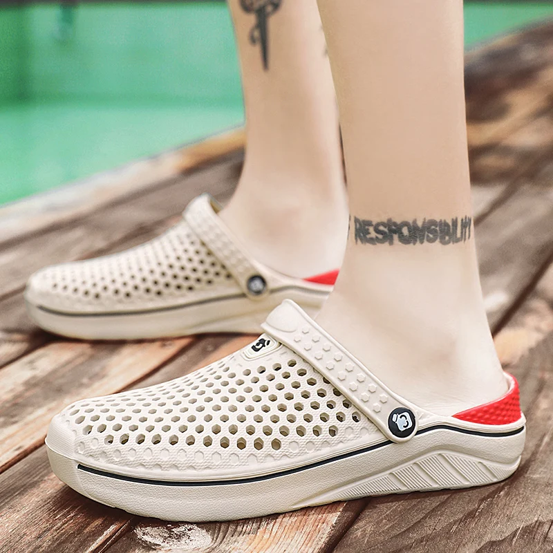 

Coslony Men Sandals Shoes Summer Beach Sandals Garden Clogs Slippers Casual Male Water Hollow Jelly Men's Shoes sandles for men