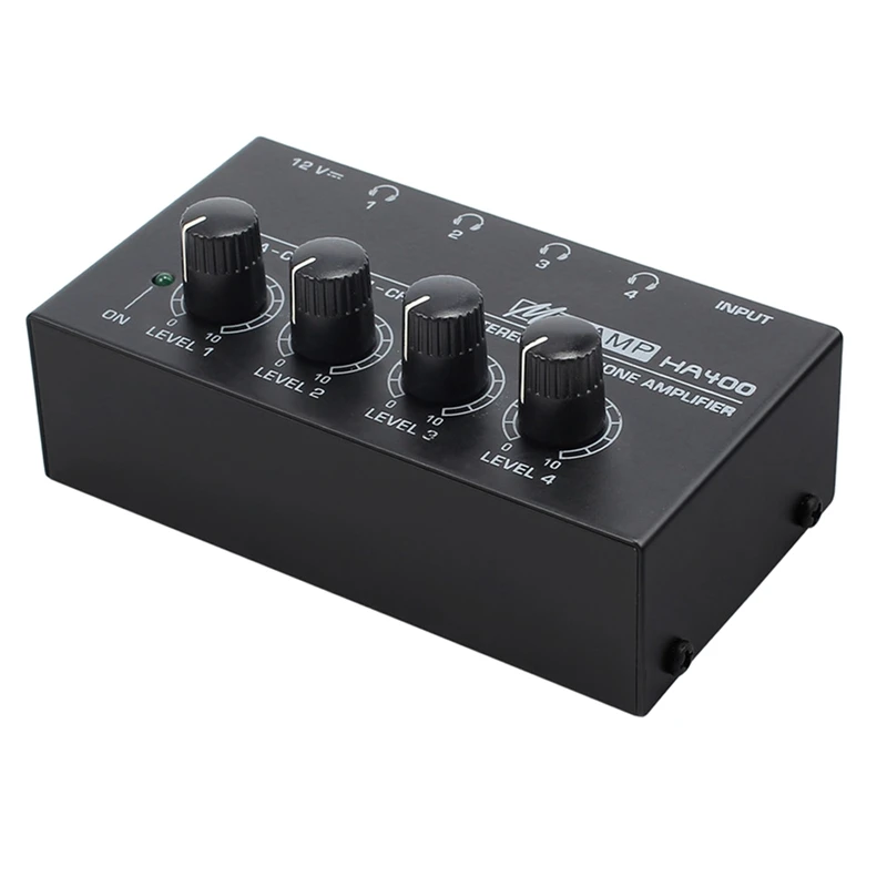 

4 Channels Headphone Audio Stereo Amplifier Ultra-Compact Amplifier AMP with Power Adapter(EU Plug)