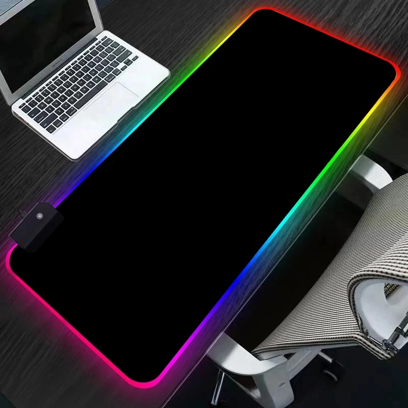 

All black Colorful Luminous RGB Gaming Mouse Pad For PC Laptop Gamer Large Keyboard Carpet Mat Mousepad Rubber Table Desk Mat