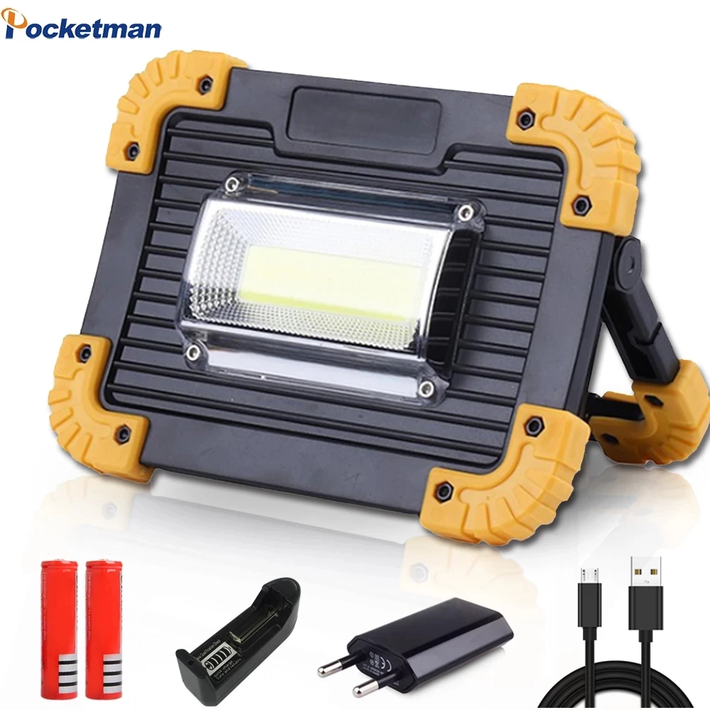 Portable LED Work Light COB Waterproof Work Lamp Emergency Spotlight USB Rechargeable Floodlight for Camping Light 4 Modes