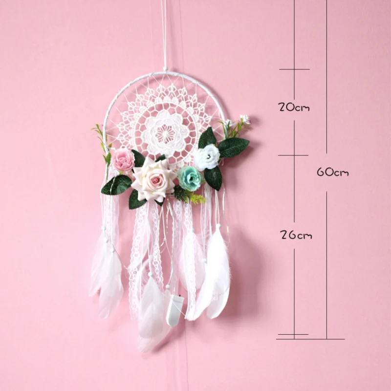 Ручной работы ловцы снов перо богемный Ловец с искусственными цветами кружева