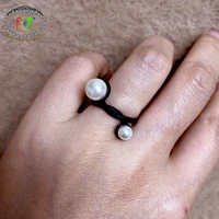 f j4z new original women rings designer trendy double simulated pearl twisted alloy finger rings ladies jewelry gifts dropship