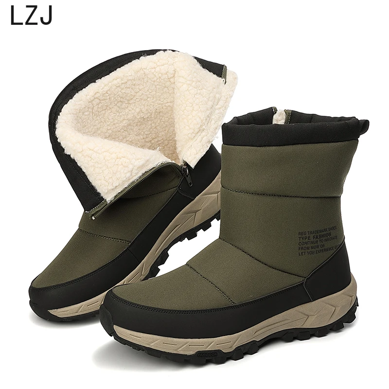 LZJFashion/зимние мужские ботинки высококачественные мужские ботильоны на молнии теплые мужские зимние ботинки с толстым плюшем уличная мотоциклетная обувь 39-46