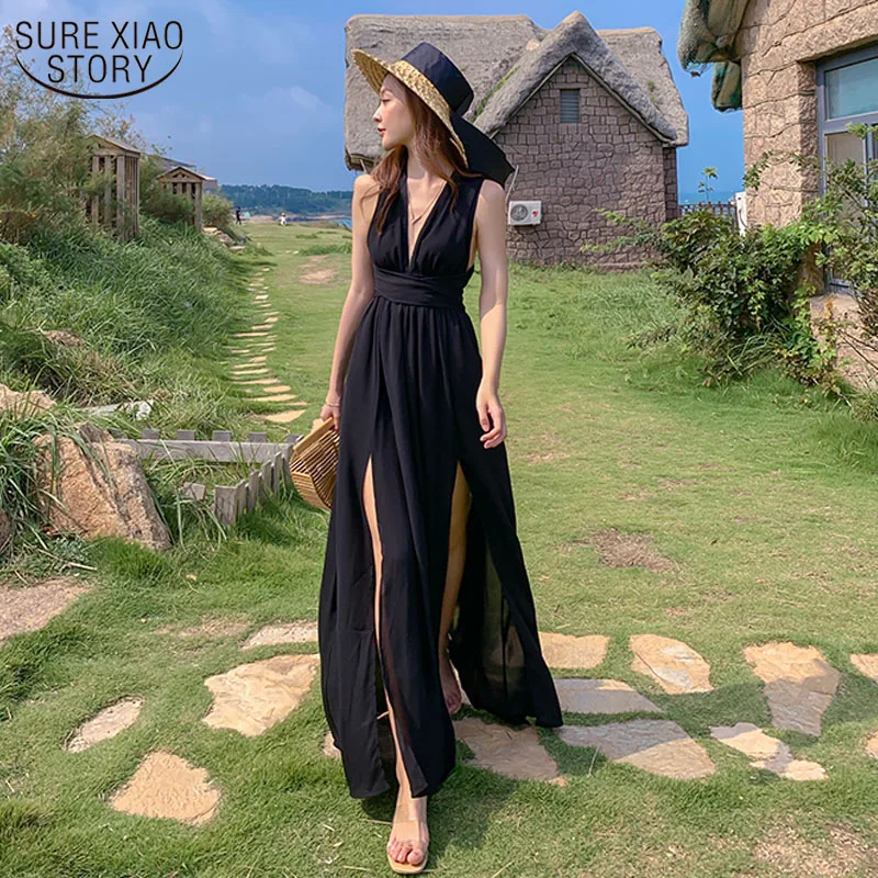 Новинка 2021 модное женское шифоновое платье с открытой спиной женские длинные