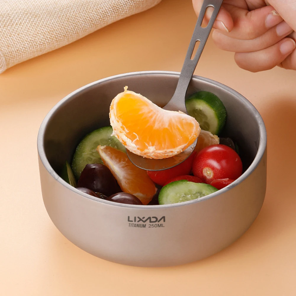 

Lixada 250ml Titanium Double Wall Fruit Dinner Bowl Salad Bowl for Home Outdoor Camping Backpacking Picnic Outdoor Tableware
