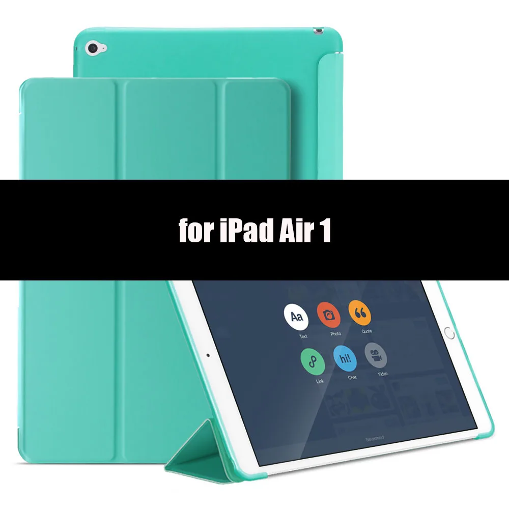 Mint Green-1 Чехол для iPad Air 2 Air 1, мягкий ТПУ задний смарт-чехол флип-чехол с подставкой PU кожаный чехол для iPad Air противоударный и пылезащитный - Цвет: Mint Green-1