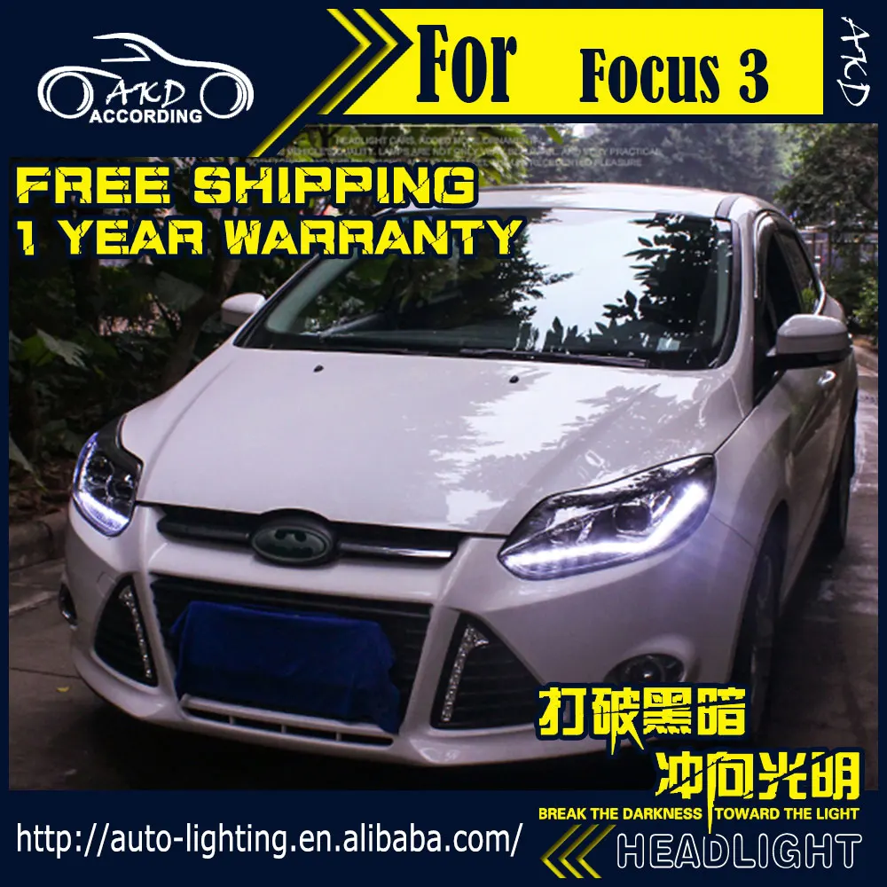 AKD автостайлинг фара для Ford светодиодная Focus 2012 2014 3 DRL D2H Hid сигнал поворота Bi Xenon
