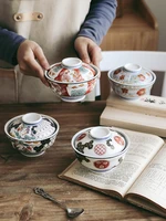Japanese Ceramic Stew Pot Small Soup Bowl with Lid Small Household Stewed Cup Bird's Nest Stewed Cup Bowl Tableware