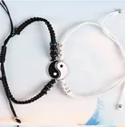 Парные браслеты Гематит Кожаный шнур оплетка браслет-цепочка Китайский Тай Чи сплав кулон из двух предметов тканый браслет возлюбленной подарок