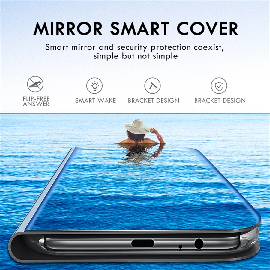 Зеркальный кожаный флип-чехол для samsung note 10 plus s10 5G s8 s9 S7 Edge smart view cover galaxy note10 pro coque |