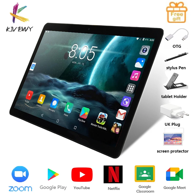 KIVBWY2021 New Arrival 4G LTE Tablets 10.1 Inch Android 8.1 Octa Core Google Play Dual 4G SIM Cards GPS Bluetooth WiFi Tablet Pc