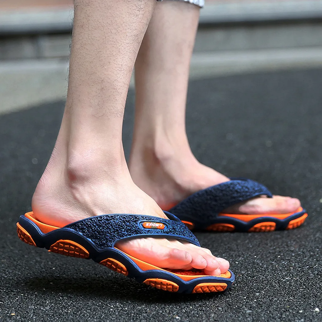 

SAGACE Men PU Leather Slippers Flip Flop Fashion Beach Casual Comfort Open Toe Soft Bottom Slipper Shoes Male Zapatos Hombre