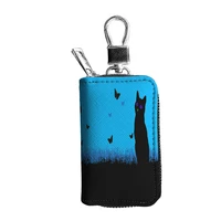 car key signal blocker bag black cat prints key fob faraday bag zipper car key case cover protection%c2%a0cover shell keychain hots