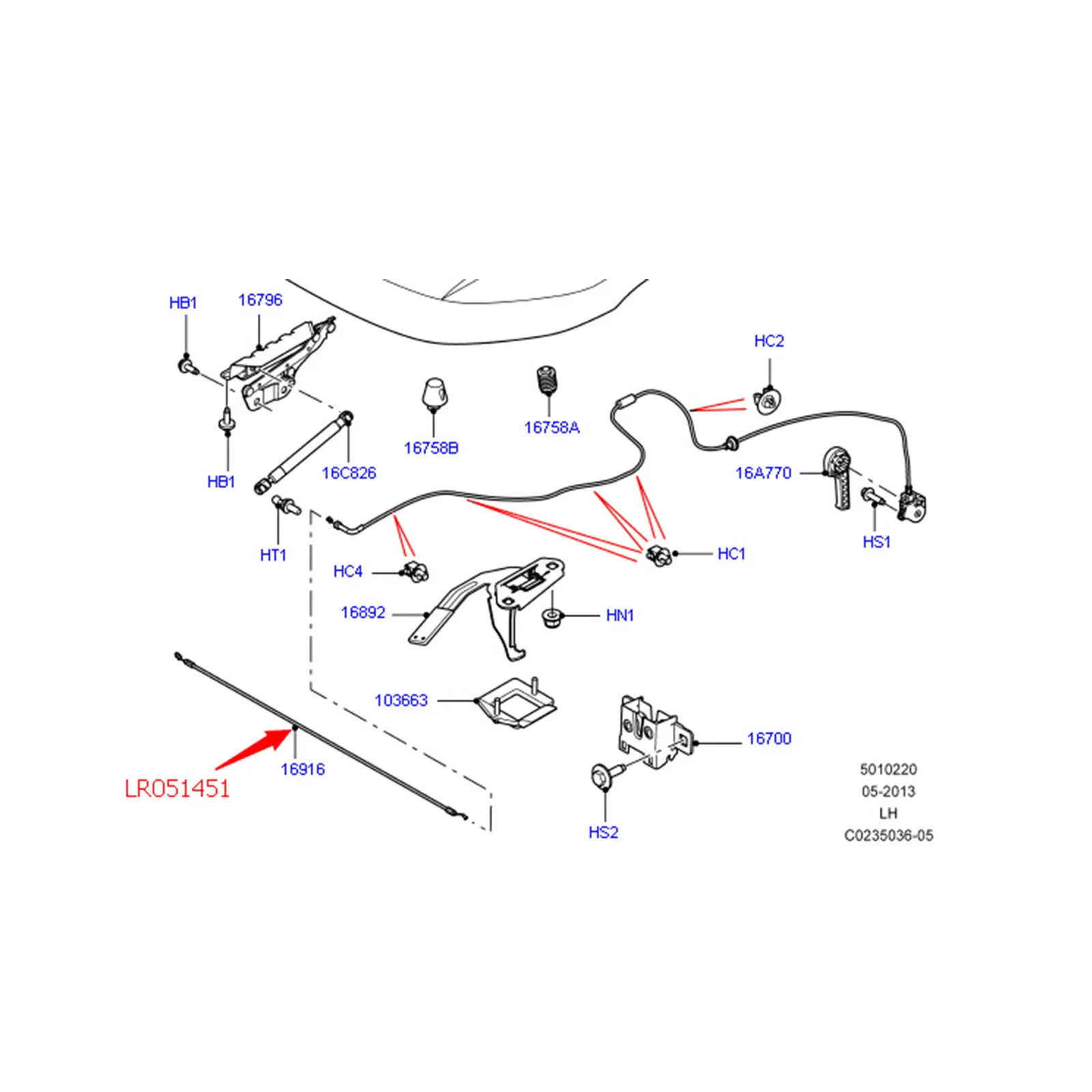 Новый авто двигатель капот управления кабель для 2012 2015 Land Rover Range Evoque LR051451|Замки и