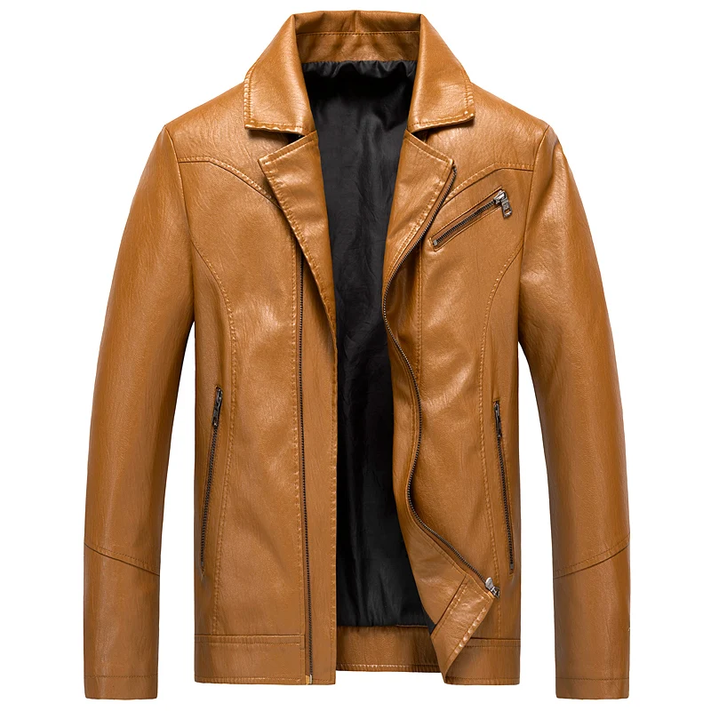 FGKKS Fashion Men Leather Jackets Clothing Autumn Winter Male Slim Fit Faux Jacket Coat Men's Solid Color PU | Мужская одежда