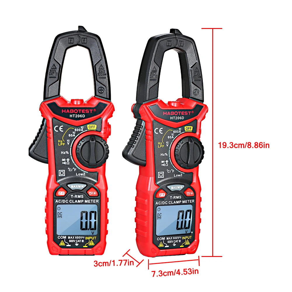 Digital Ammeter AC/DC Amp Meter HT206A/HT206B/HT206D Clamp Voltmeter Voltage Indicator Multimeter | Инструменты