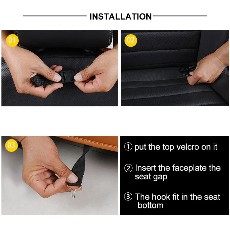 

Car Seat Organizer PU Leather Storage Bag With Trash Can Foldable Dining Table Car Seat Storage Bag Car Accessories