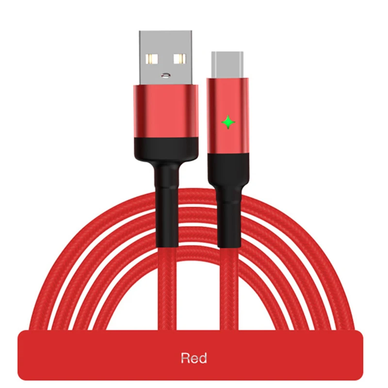 Red Usb type-C кабель для быстрой зарядки Micro зарядное устройство Шнур для освещения Microusb USB-C интеллектуальное отключение питания Кабели для зарядки мобильных телефонов - Тип штекера: Red