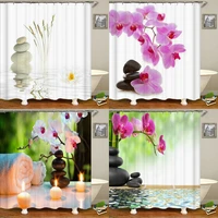 pebble printed shower curtain flower plant washable curtain with hook bathroom decorative curtain 3d shower curtains 240180cm