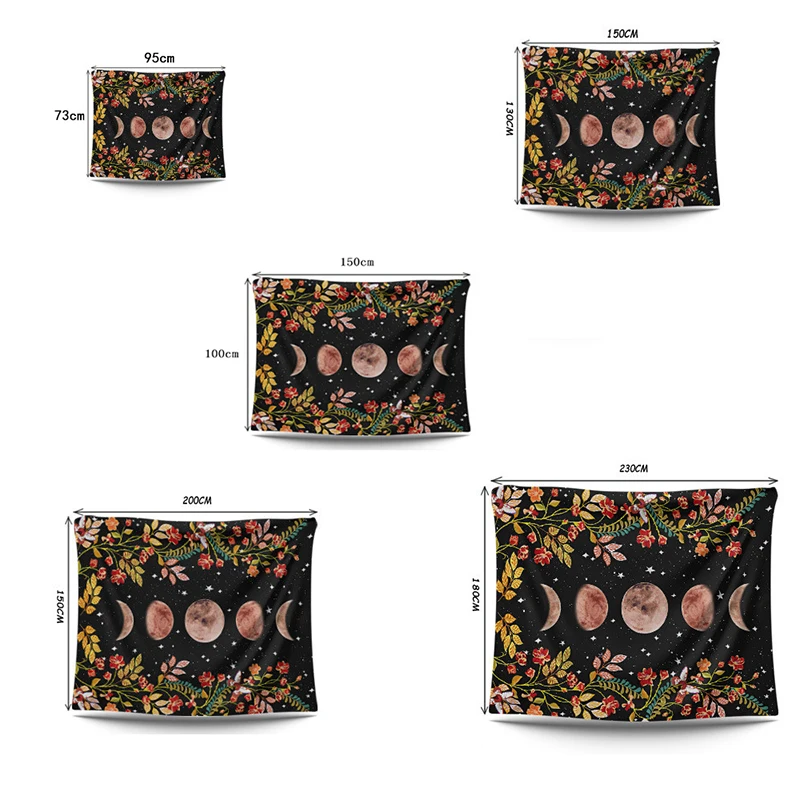 

Tapestry Flower Wall Hanging Room Psychedelic Moon Starry Sky Carpet Dorm Tapestries Art Home Decoration Accessories