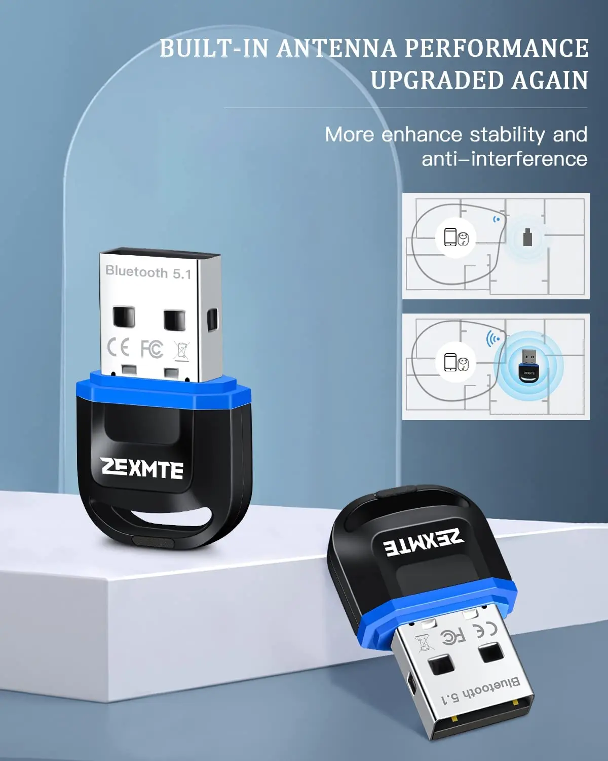 Адаптер Bluetooth Zexmte BT5.1 мини адаптер для ПК наушники динамики клавиатура мышь