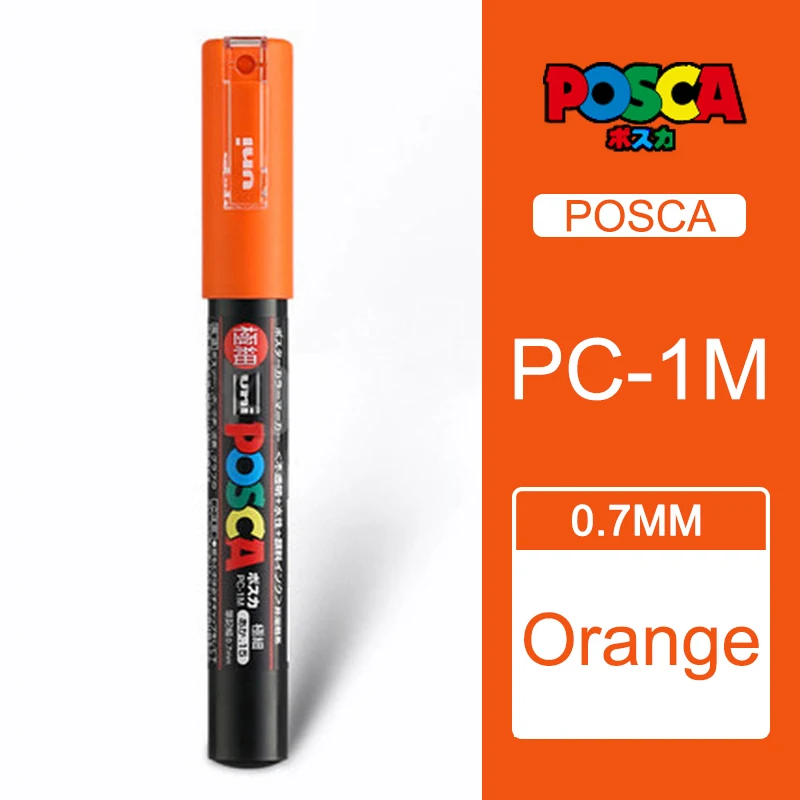 Orange 1 шт. Uni Posca Краска Маркер Mitsubishi постер цвет маркировки ручка Экстра тонкой точки PC-1M - Цвет: Orange