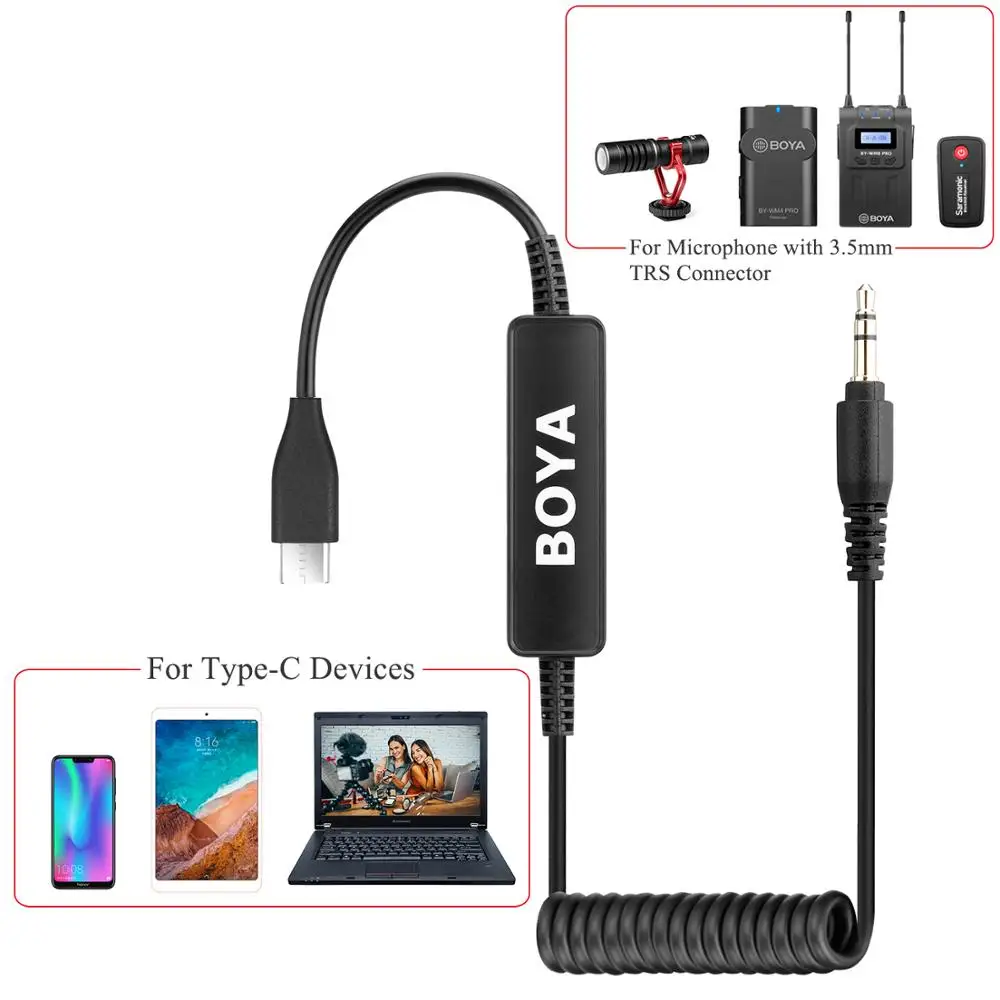BOYA 35C-L/USB C адаптер для микрофона 3 5 мм TRS к разъему Lightning аудиокабель телефона