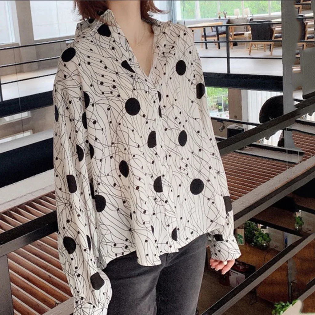 Женская Повседневная Блузка с длинным рукавом KANCOOLD однотонная Свободная рубашка