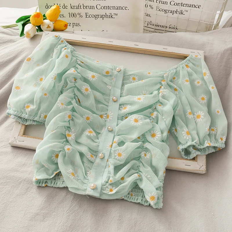 Пикантный корсет с открытыми плечами топ блузка цветочным принтом сетчатые