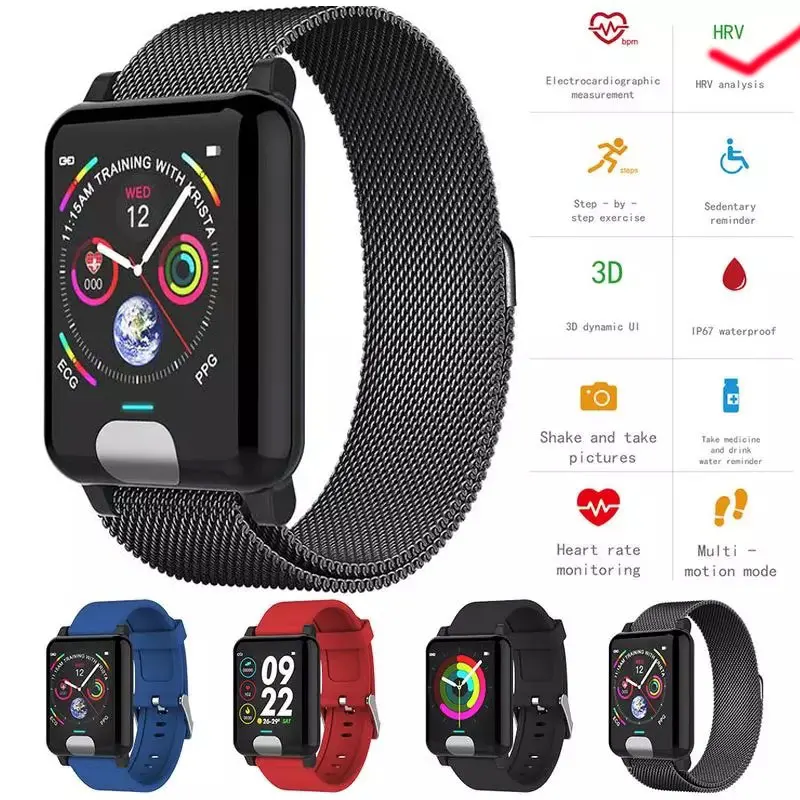 Ppg ЭКГ фитнес-трекер для женщин и мужчин смарт-здоровье hey band ip68 braselet пульсометр