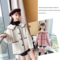 girls lamb wool coat children fur outerwear loose version baby girl fashion casual clothes winter kids models thick lapel pocket