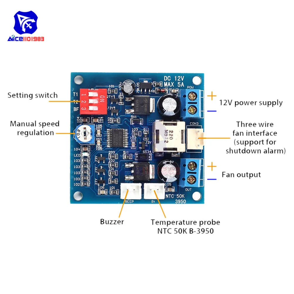 PWM вентилятор diymore 12 В постоянного тока 5 А регулятор скорости контроль
