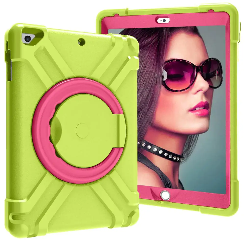 Green Rose Ударопрочный EVA чехол для iPad Pro 9,7 A1673 A1674 360 Вращающийся силиконовый мягкий детский чехол-подставка для iPad Pro 9,7 чехол A1675 - Цвет: Green Rose