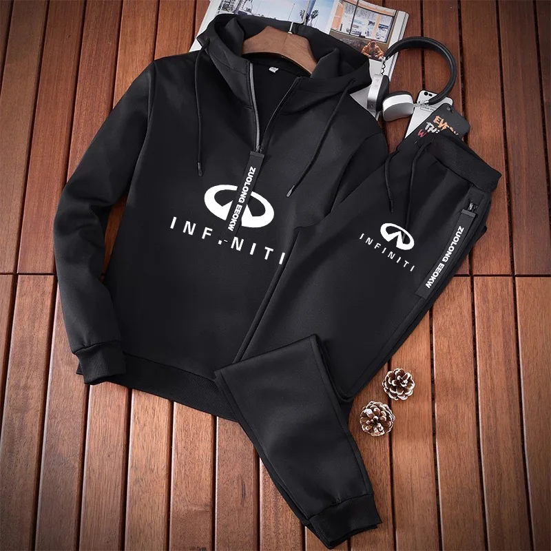 

NEW Men Zip Hoodie Infiniti Car Logo Printing Spring Autumn Fashion Casual High Quality Cotton Men sweatshirt+sweatpants 2-piece