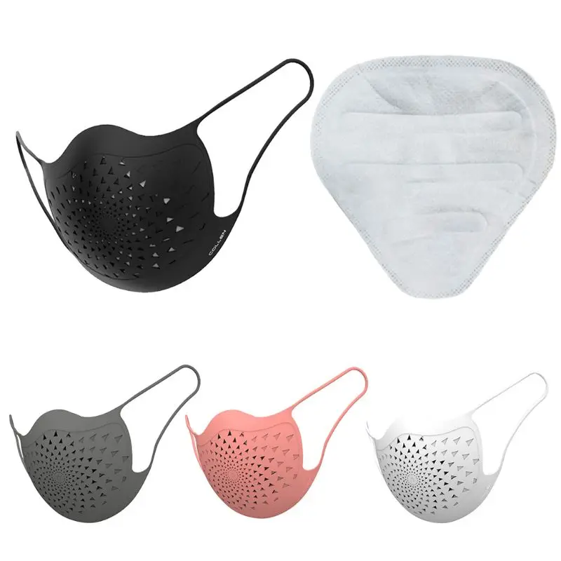 Силиконовая маска для лица мужчин и женщин сменные фильтры 3 слойный дышащий