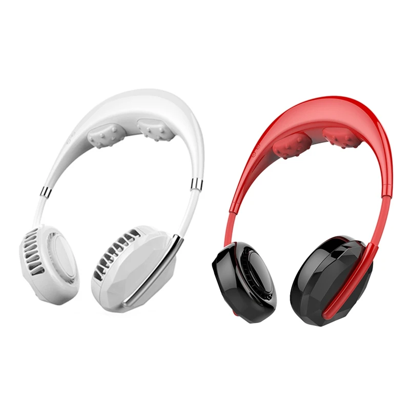 

USB-Веер для шеи без листьев, портативный Перезаряжаемый массажный веер с низким уровнем шума вокруг шеи, модный веер