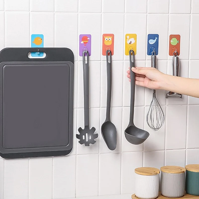 

10 шт. Лидер продаж, креативные милые настенные крючки без необходимости пробивания отверстий, бесшовные крючки, выдерживающие нагрузку, мощ...