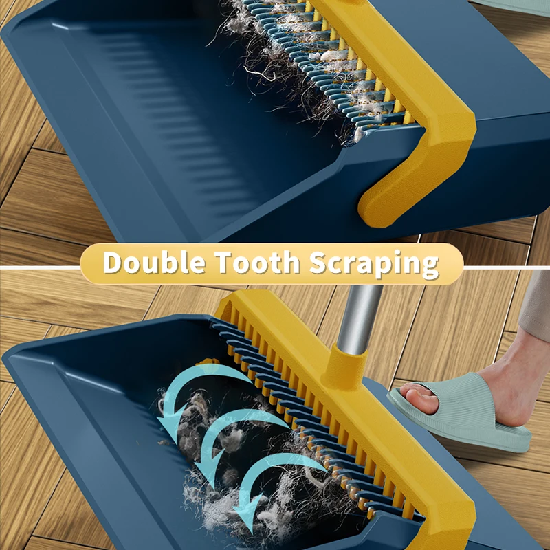 JOYBOS-Juego de escoba y recogedor para el hogar, cepillo de limpieza de suelo de acero inoxidable extensible a prueba de viento, peine de dientes suave JS2-2